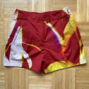 COS Lea Colombo Shorts Women's Size 4 Red Summer Abstract Art High Waist